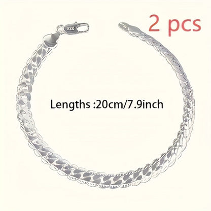 925 Sterling Silver Twisted Ankle Bracelet Set 2pcs – Hypoallergenic Minimalist Anklet for Women & Men, Classic Elegant Daily Jewelry, Unisex Ankle Chain, Perfect Holiday Gift