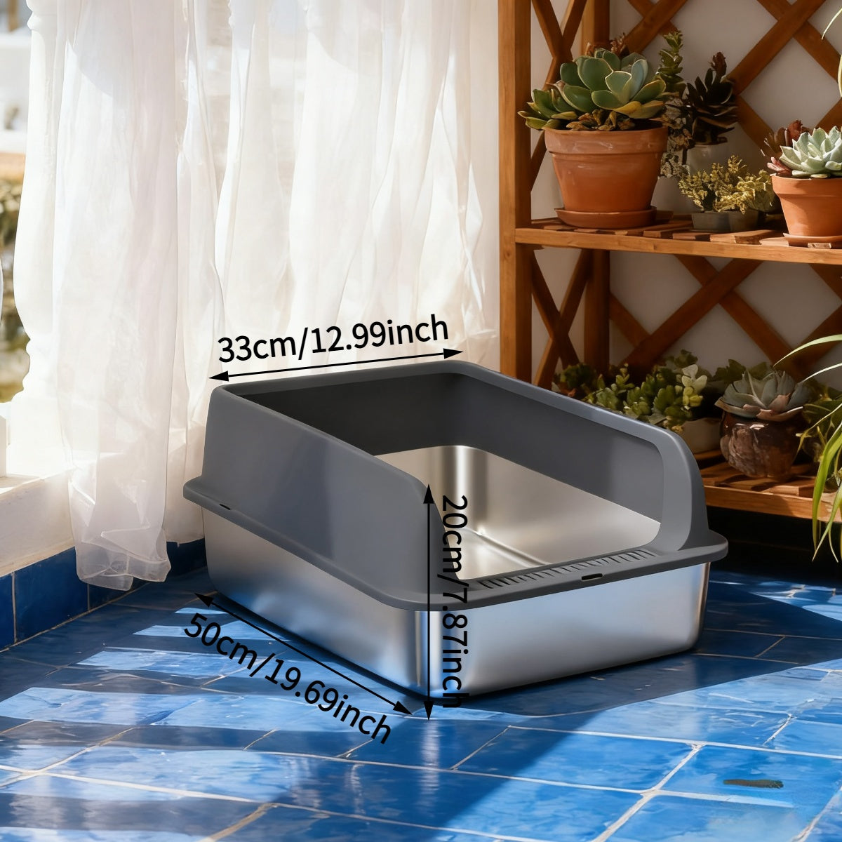 Stainless Steel Cat Litter Box – Odor-Proof High-Sided Metal Litter Tray, Non-Stick Anti-Scratch Leak-Proof Design, Easy to Clean Indoor Cat Toilet for Large, Medium & Small Cats, Multiple Sizes & Colors