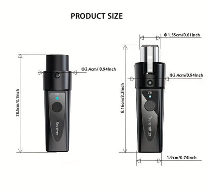 XLR Wireless Microphone System 2.4GHz – Rechargeable Plug & Play Wireless Mic Adapter with 30M Range, Low Latency, USB-C Charging for Dynamic Mics, Live Broadcasting & Guitar Audio