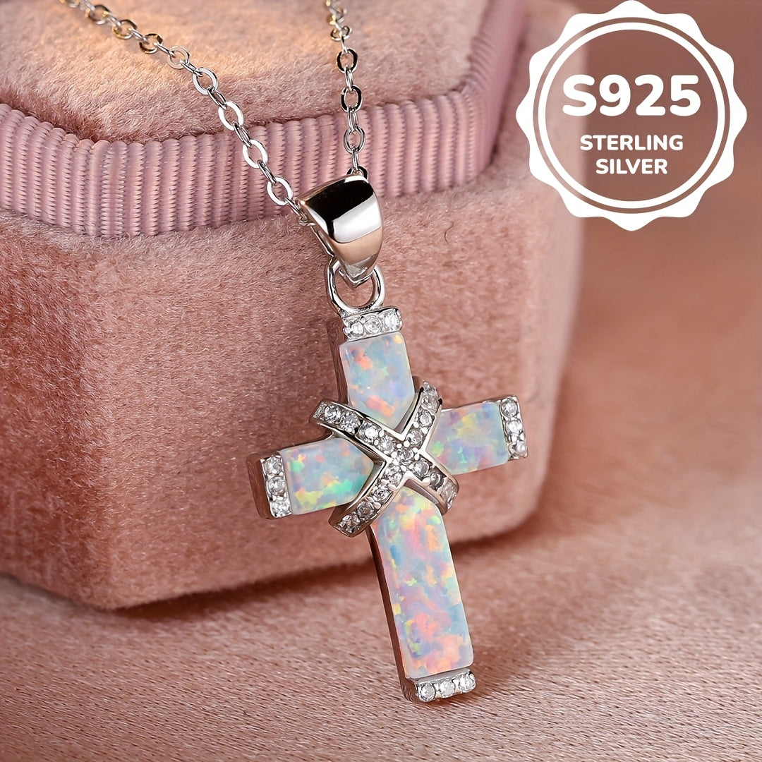 925 Sterling Silver Cross Pendant Necklace for Women – Hypoallergenic Vintage Boho Faith Jewelry, Minimalist CZ Choker Necklace, Elegant Gift for Her Birthday Anniversary Christmas