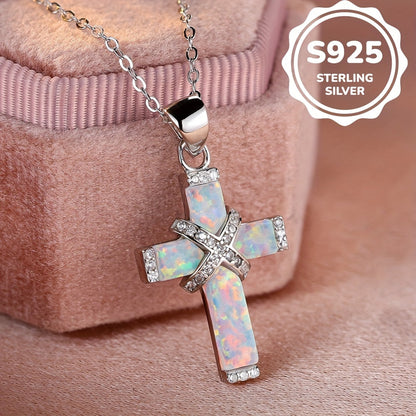 925 Sterling Silver Cross Pendant Necklace for Women – Hypoallergenic Vintage Boho Faith Jewelry, Minimalist CZ Choker Necklace, Elegant Gift for Her Birthday Anniversary Christmas
