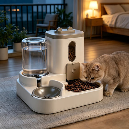 2-in-1 Gravity Pet Feeder for Cats & Dogs – Non-Electric Automatic Food & Water Dispenser, Space-Saving, Easy to Clean, Ideal for Multi-Pet Homes