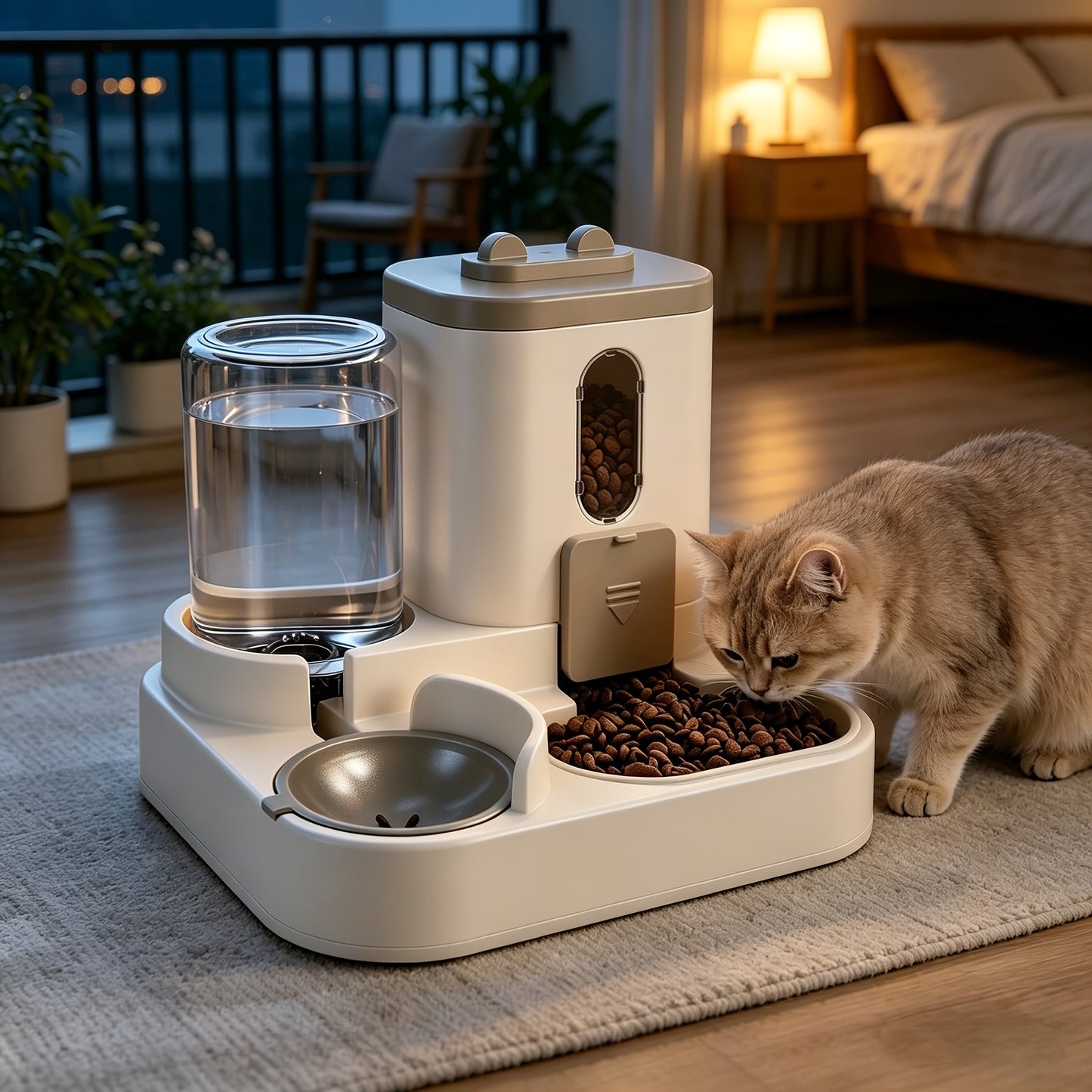 2-in-1 Gravity Pet Feeder for Cats & Dogs – Non-Electric Automatic Food & Water Dispenser, Space-Saving, Easy to Clean, Ideal for Multi-Pet Homes