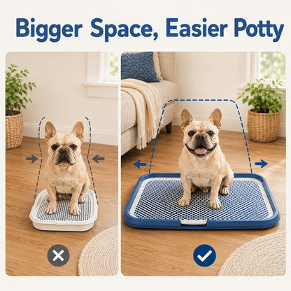 Dog Potty Tray Leak-Proof Indoor Puppy Toilet with Removable Grating, Washable Pee Pad Holder for Apartment Puppy Training, Pet Potty Station for Small Medium Dogs