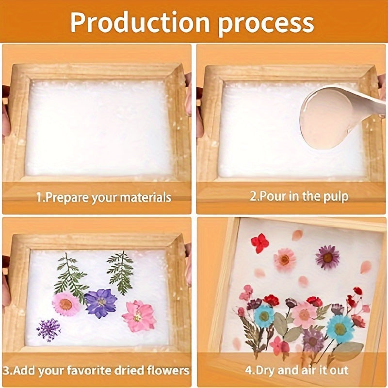 Wooden Papermaking Kit – 3-Piece DIY Handmade Paper Craft Frame Mold Set with Elastic Net & Metallic Hinges, 3 Sizes Included, Perfect for Cards, Journals, Gift Tags & Stationery | Velora