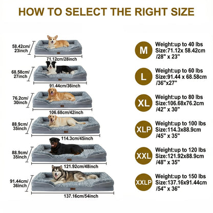 Orthopedic Dog Bed Extra Large Washable – C-Shape Memory Foam Sofa with Removable Cover, Nonskid Bottom & Bolster Support for Large & Giant Dogs, Grey