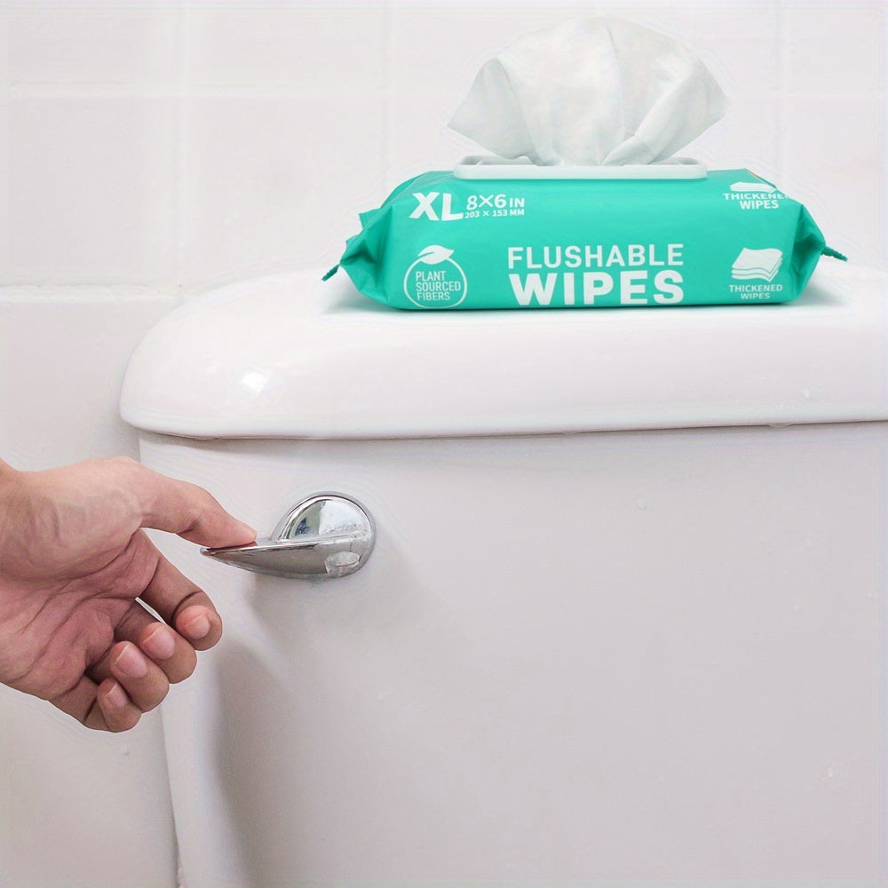 Flushable Wet Wipes Extra Large Thickened – 144 or 288 Count (3-Pack or 6-Pack x 48ct), Alcohol-Free, Plant-Based, Septic & Sewer Safe, Sensitive Skin & Baby Safe