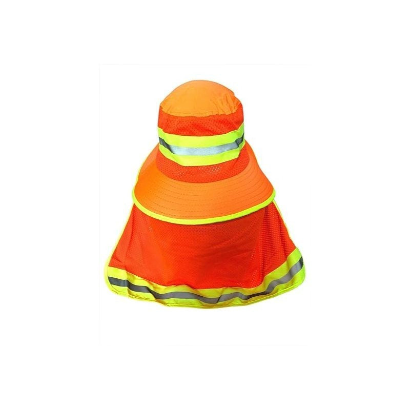 Men's High Visibility Reflective Sun Hat with Neck Flap – Wide Brim Boonie Bucket Cap, UPF UV Protection, Quick-Dry Breathable Mesh, Outdoor Fishing Hiking Camping Hat