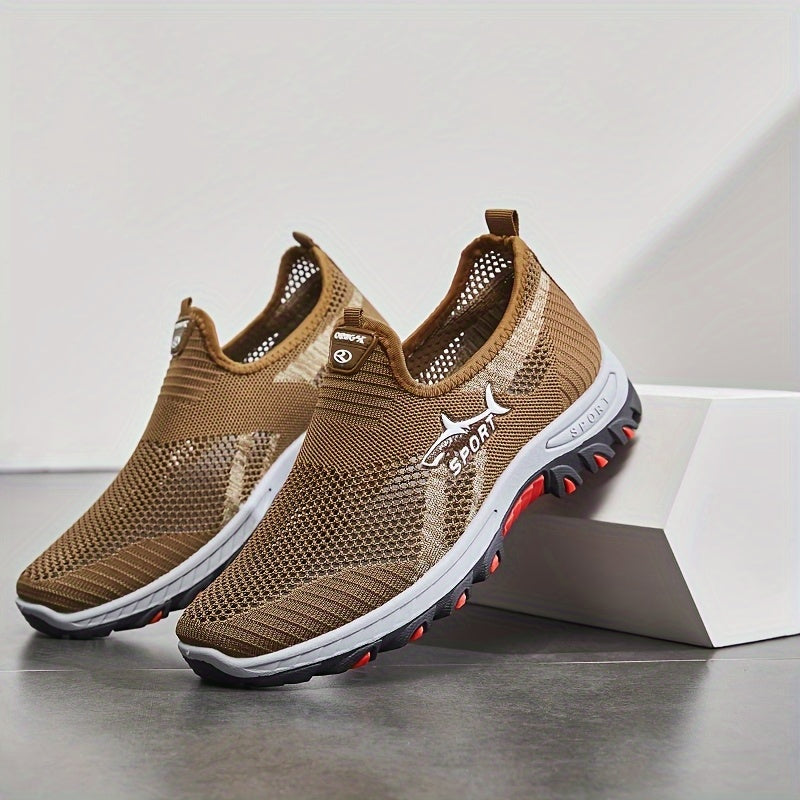 Men's Breathable Mesh Slip-On Sneakers – Lightweight Low-Top Casual Athletic Shoes with Rubber Sole, Round Toe, Monochrome Fabric Upper, Easy Wear Loafer-Style Footwear for Walking, Gym & Everyday Comfort, Spring & Summer