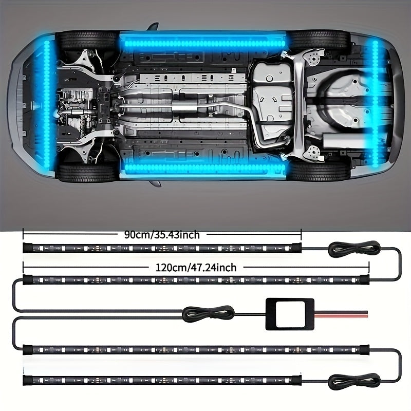 Car LED Underglow Atmosphere Light Kit – App & Wireless Control, Multiple Scene Modes, 2 Strips (23.62" × 35.43"), Compatible with Cars, Trucks & SUVs, Interior & Exterior Decorative Lighting