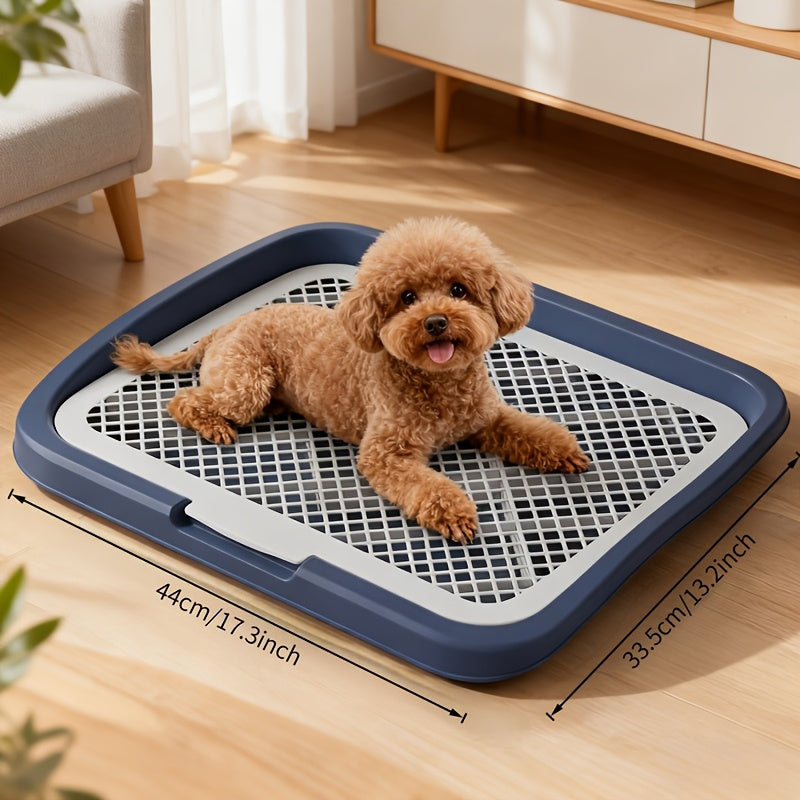 Dog Potty Tray Leak-Proof Indoor Puppy Toilet with Removable Grating, Washable Pee Pad Holder for Apartment Puppy Training, Pet Potty Station for Small Medium Dogs