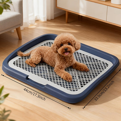 Dog Potty Tray Leak-Proof Indoor Puppy Toilet with Removable Grating, Washable Pee Pad Holder for Apartment Puppy Training, Pet Potty Station for Small Medium Dogs