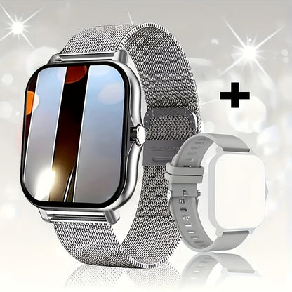 Smartwatch with Wireless Calling Full Touch Screen Fitness Tracker Multiple Sport Modes Music Control Heart Rate Sleep Monitor Compatible iPhone Android Silicone Classic Band Men Women Gift