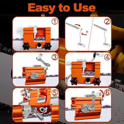 Chainsaw Sharpener Jig Kit – Portable Hand-Cranked Chain Saw Sharpening Tool with Carbide Burrs, 1/3/5/10Pcs, Easy DIY Sharpening for All Chainsaw Chains