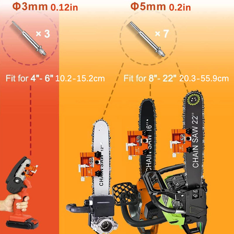 Chainsaw Sharpener Jig Kit – Portable Hand-Cranked Chain Saw Sharpening Tool with Carbide Burrs, 1/3/5/10Pcs, Easy DIY Sharpening for All Chainsaw Chains