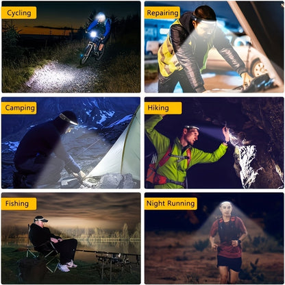 4 Pack USB Rechargeable LED Headlamp Ultra Bright Hands-Free with Adjustable Headband, Built-in 1200mAh Lithium Battery, Multi-Mode Emergency Work Light for Camping Hiking Running Fishing Repairing