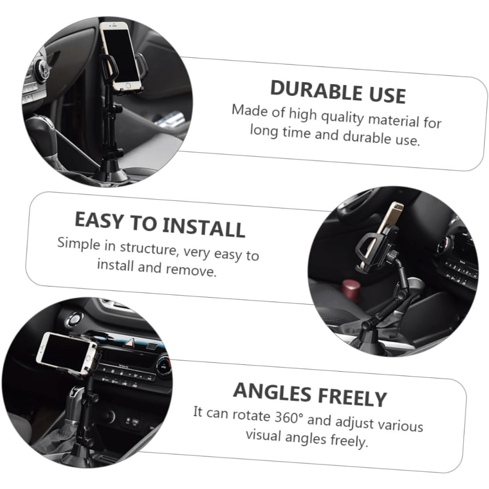 Car Cup Holder Phone Mount, Universal Adjustable Cell Phone Holder for Car Cup Holder, 360° Rotation Cradle Stand Compatible with iPhone Samsung All Smartphones