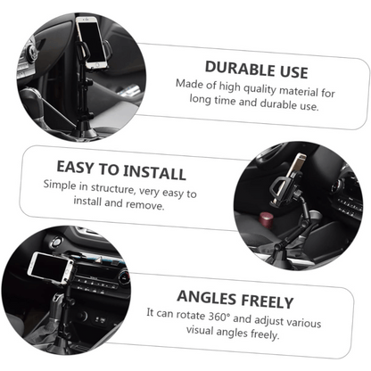 Car Cup Holder Phone Mount, Universal Adjustable Cell Phone Holder for Car Cup Holder, 360° Rotation Cradle Stand Compatible with iPhone Samsung All Smartphones
