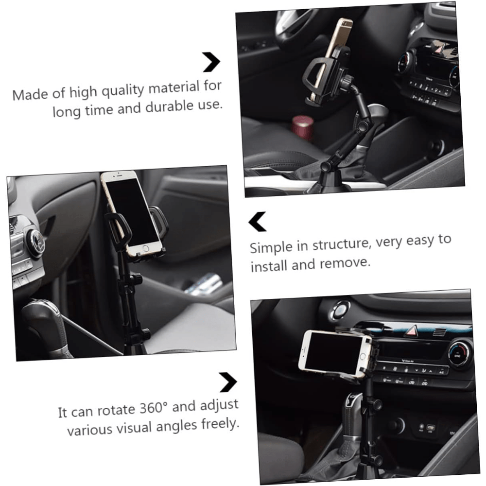 Car Cup Holder Phone Mount, Universal Adjustable Cell Phone Holder for Car Cup Holder, 360° Rotation Cradle Stand Compatible with iPhone Samsung All Smartphones
