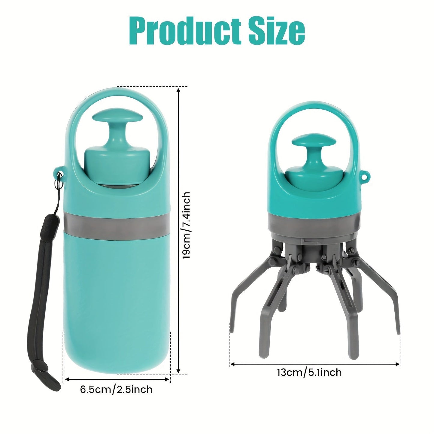Portable Dog Poop Picker EVA Pooper Scooper with Bag – Lightweight Sanitary Outdoor Dog Waste Removal Tool No Battery Required