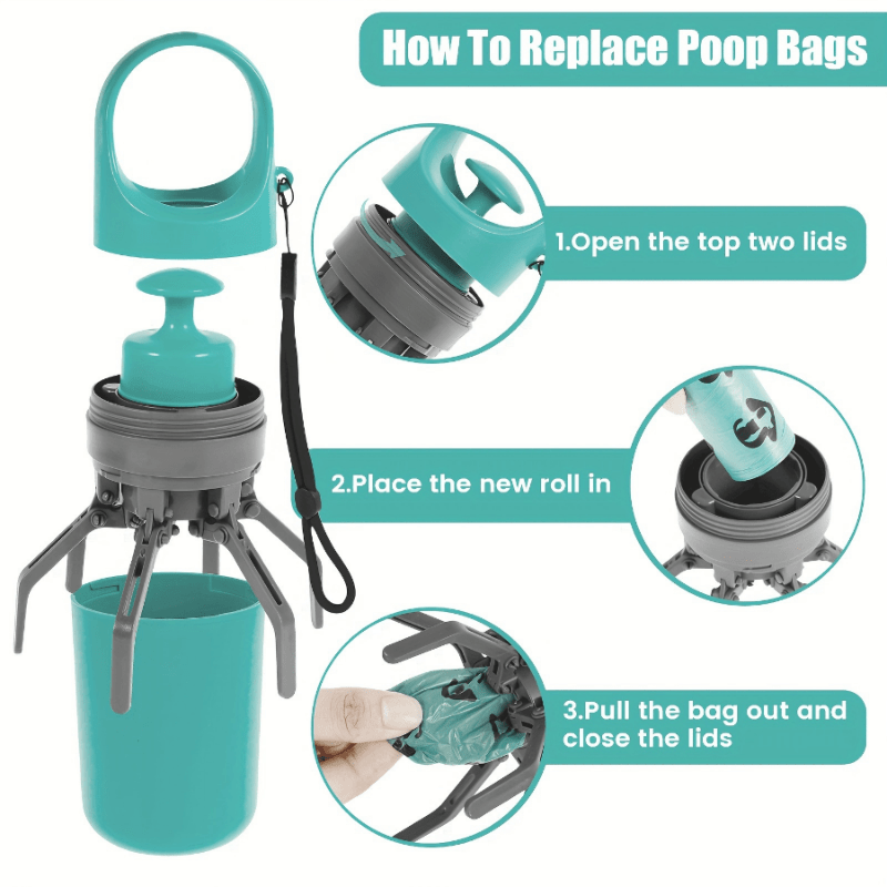 Portable Dog Poop Picker EVA Pooper Scooper with Bag – Lightweight Sanitary Outdoor Dog Waste Removal Tool No Battery Required