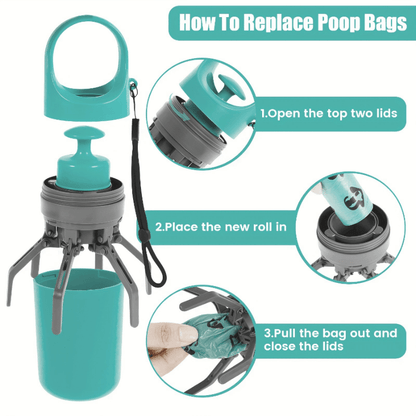 Portable Dog Poop Picker EVA Pooper Scooper with Bag – Lightweight Sanitary Outdoor Dog Waste Removal Tool No Battery Required