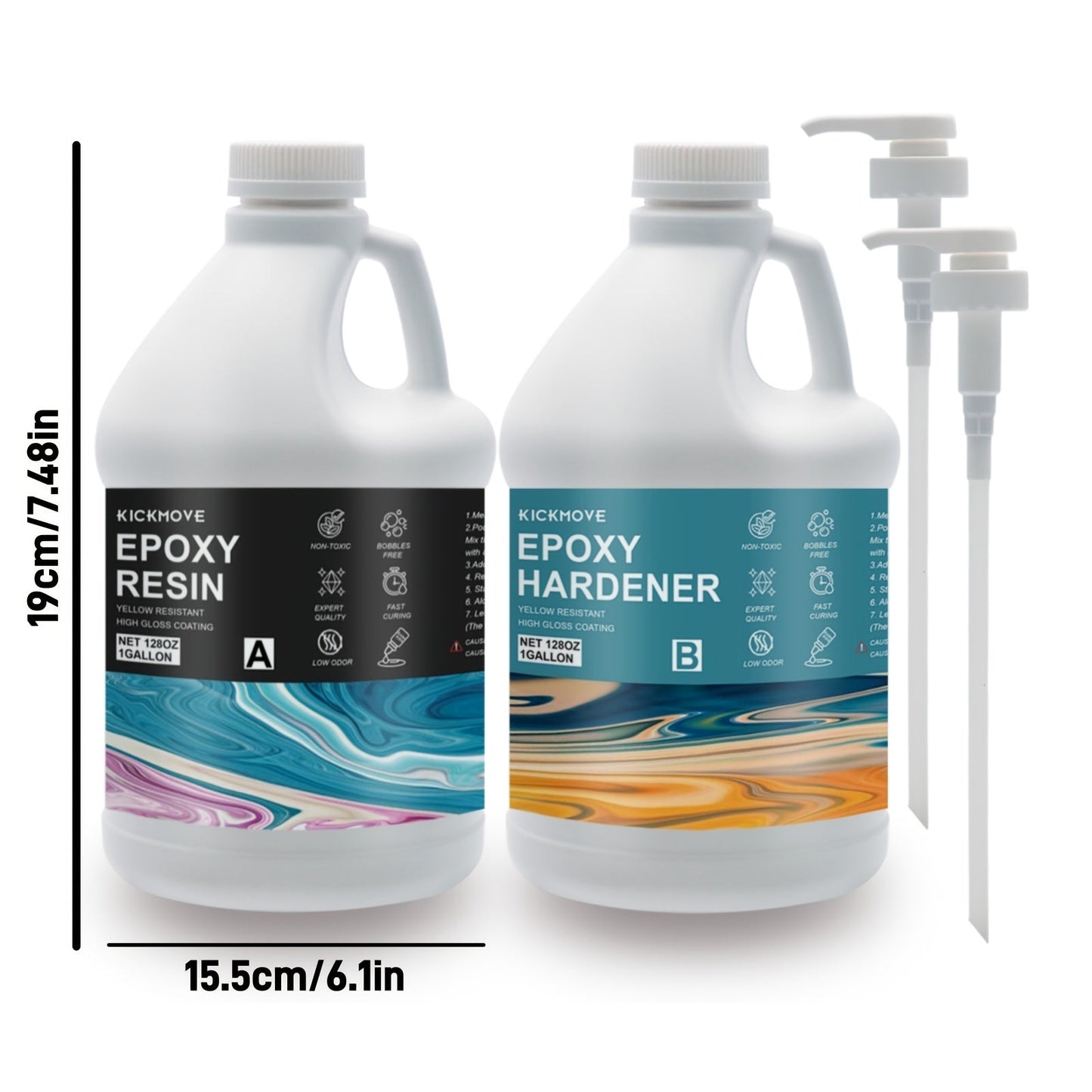 Clear Epoxy Resin Kit 2 Part High Gloss Casting Coating Countertop Table Top Resin Art DIY Jewelry Handcraft with Pumps 16oz to 2 Gallon