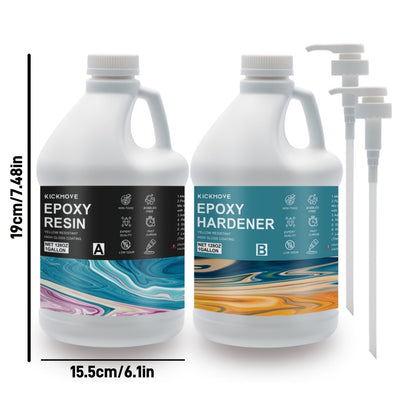 Clear Epoxy Resin Kit 2 Part High Gloss Casting Coating Countertop Table Top Resin Art DIY Jewelry Handcraft with Pumps 16oz to 2 Gallon