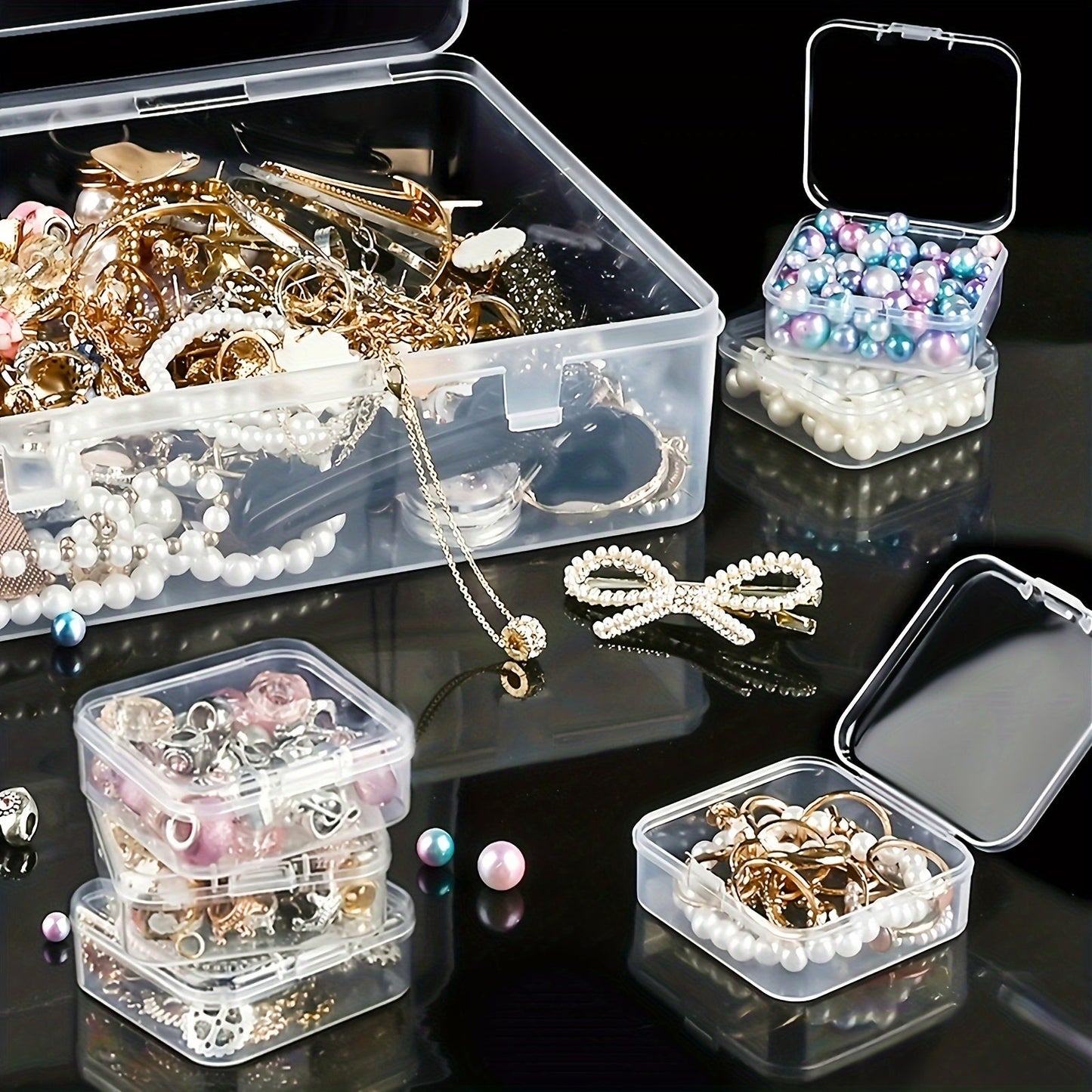 30-Piece Mini Bead Storage Set – Transparent Plastic Hinged Lid Containers for DIY Crafts, Jewelry Making, Beads, Findings & Handicraft Supplies | Christmas & Halloween Gift | Velora
