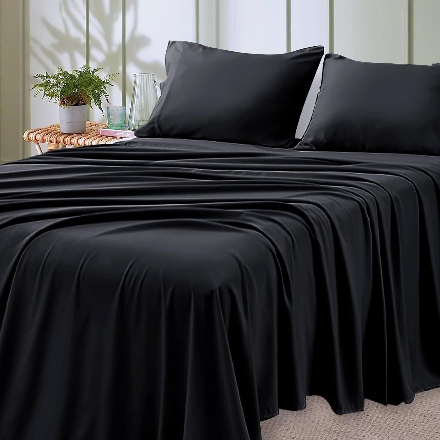 4-Piece Microfiber Bed Sheet Set Deep Pocket – Ultra Soft Breathable Hotel-Grade Sheets, Fade & Shrink Resistant, All Season, Twin Full Queen King, Multiple Colors