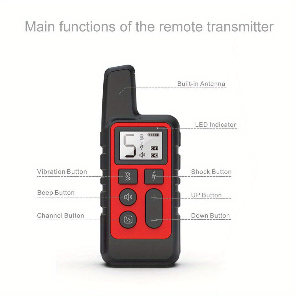2600FT Remote Dog Training Collar with Shock, Vibration & Bark Control – Long Range E-Collar for Behavior Correction, Available in Red, Orange & Black