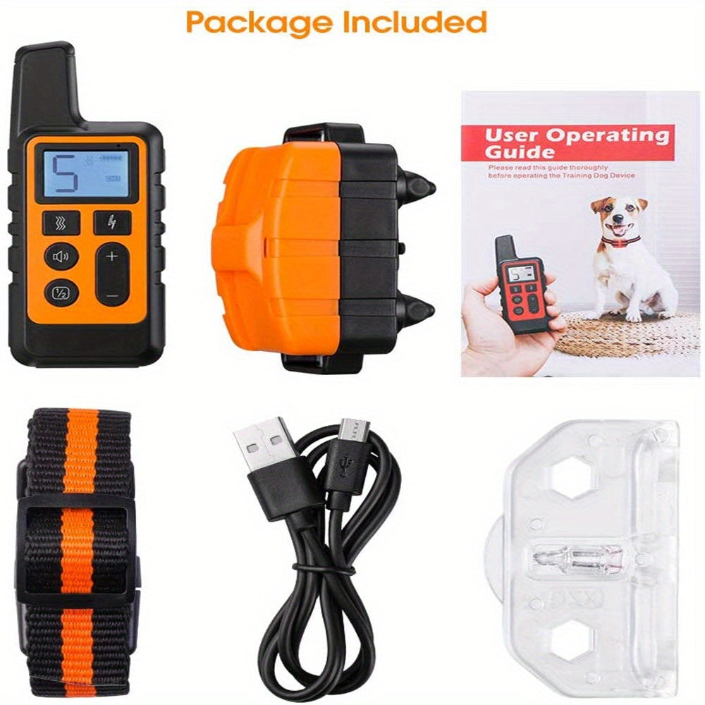 2600FT Remote Dog Training Collar with Shock, Vibration & Bark Control – Long Range E-Collar for Behavior Correction, Available in Red, Orange & Black