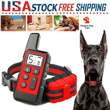 2600FT Remote Dog Training Collar with Shock, Vibration & Bark Control – Long Range E-Collar for Behavior Correction, Available in Red, Orange & Black