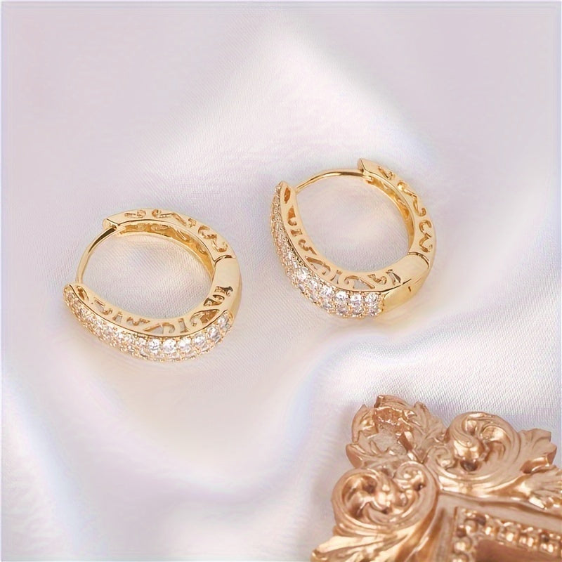 S925 Sterling Silver Gold Plated Synthetic Zirconia Stud Earrings – Chic Retro Style, Dazzling Sparkle, Elegant Luxury Jewelry for Daily Wear & Party, Perfect Gift for Women