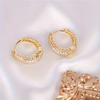 S925 Sterling Silver Gold Plated Synthetic Zirconia Stud Earrings – Chic Retro Style, Dazzling Sparkle, Elegant Luxury Jewelry for Daily Wear & Party, Perfect Gift for Women