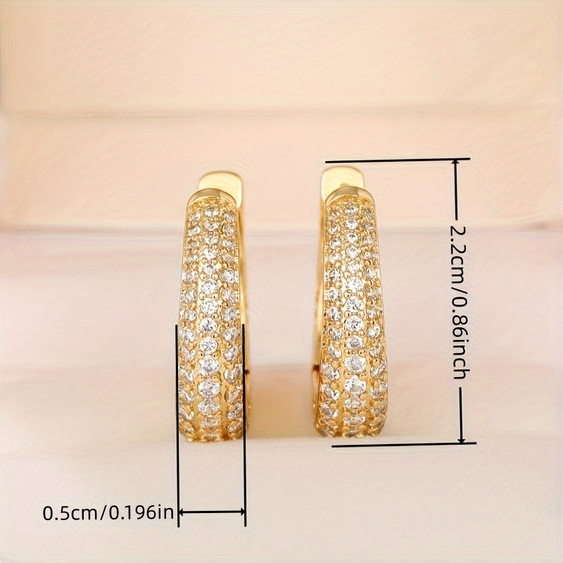 S925 Sterling Silver Gold Plated Synthetic Zirconia Stud Earrings – Chic Retro Style, Dazzling Sparkle, Elegant Luxury Jewelry for Daily Wear & Party, Perfect Gift for Women
