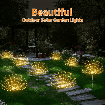 Solar Firework Garden Lights Outdoor 8 Modes LED Smart Sensor Switch Waterproof Landscape Lighting for Garden Patio Walkway Pathway Yard Lawn Party Wedding Decoration 60 200 360 LED