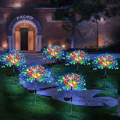 Solar Firework Garden Lights Outdoor 8 Modes LED Smart Sensor Switch Waterproof Landscape Lighting for Garden Patio Walkway Pathway Yard Lawn Party Wedding Decoration 60 200 360 LED