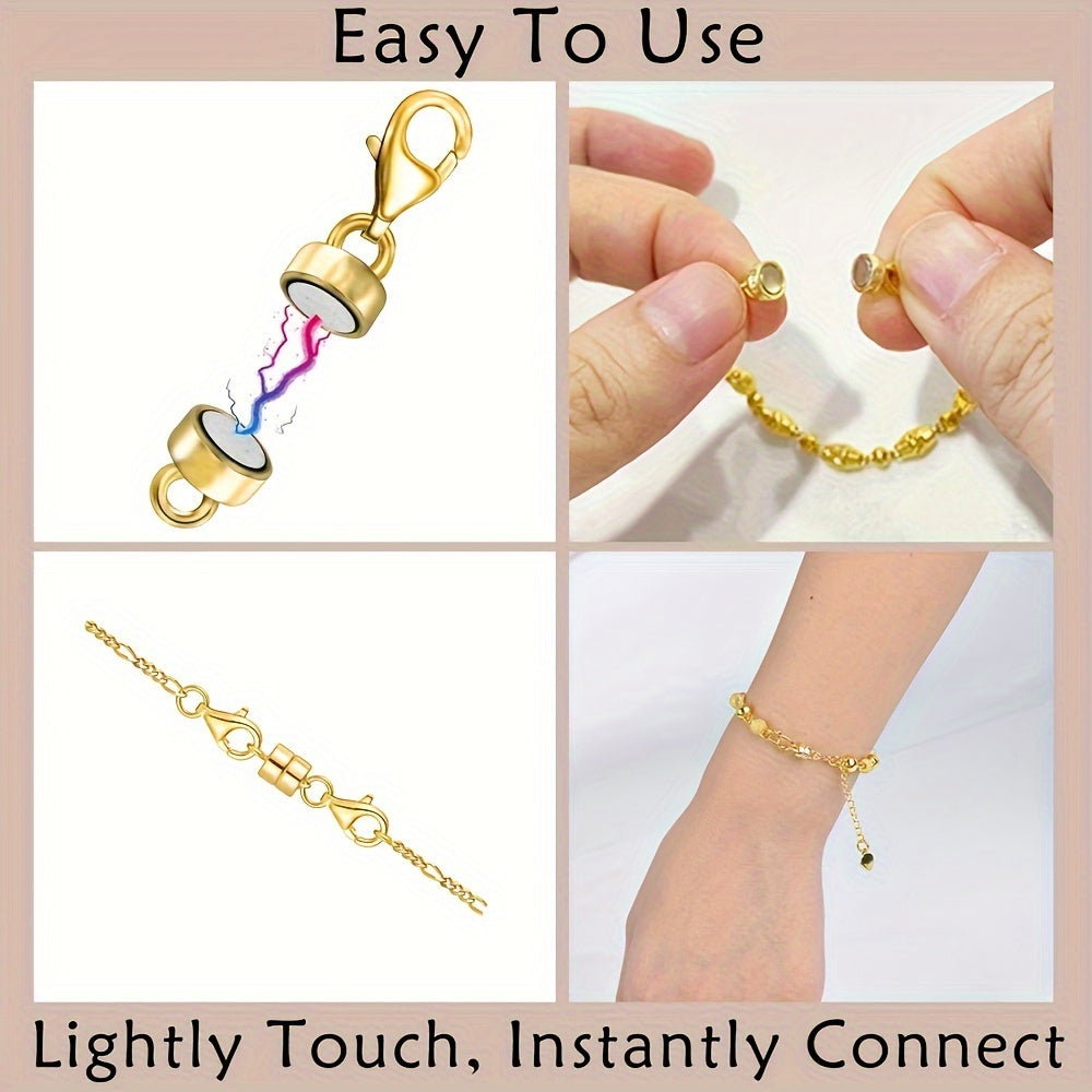 Magnetic Necklace Clasps and Closures with Lobster Clasp – Easy-Connect Magnet Jewelry Clasp Converters for Bracelets, Necklaces & Chains, Arthritis-Friendly Jewelry Fasteners