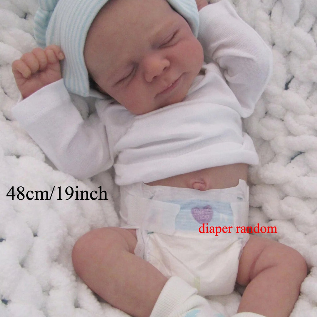 Realistic Reborn Baby Girl Doll 19 Inch 48cm Soft Vinyl 3D Painted Skin Visible Veins Implanted Lashes Movable Limbs Bath Safe Includes Clothes Pacifier Bottle - Gift for Children Collectors