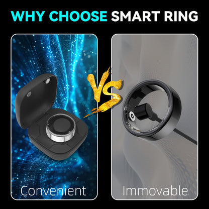 Smart Ring with Charging Case Health Fitness Tracker Steps Calories Sleep Monitor Bluetooth 6.0 – iPhone Android Compatible Black Gold Silver Sizes 7-13 USB Charging Gift