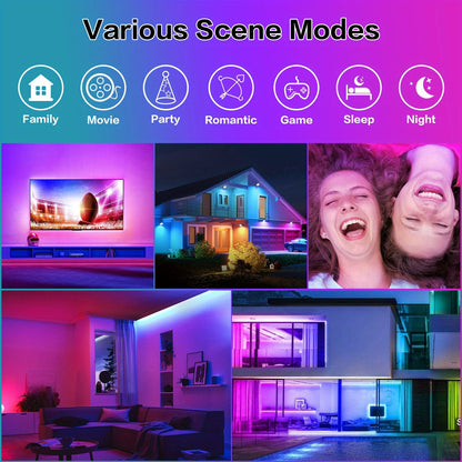 RGB LED Strip Lights Music Sync, 25FT 50FT 60FT 65FT 100FT Color Changing LED Lights with Remote & Smart APP Control, USB Powered, Bedroom Gaming Room Party Halloween Christmas Home Decoration