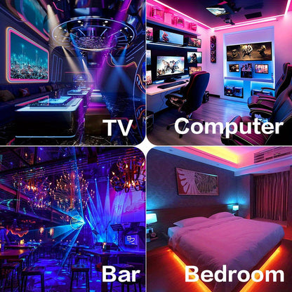 RGB LED Strip Lights Music Sync, 25FT 50FT 60FT 65FT 100FT Color Changing LED Lights with Remote & Smart APP Control, USB Powered, Bedroom Gaming Room Party Halloween Christmas Home Decoration