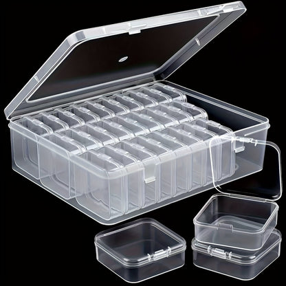 30-Piece Mini Bead Storage Set – Transparent Plastic Hinged Lid Containers for DIY Crafts, Jewelry Making, Beads, Findings & Handicraft Supplies | Christmas & Halloween Gift | Velora