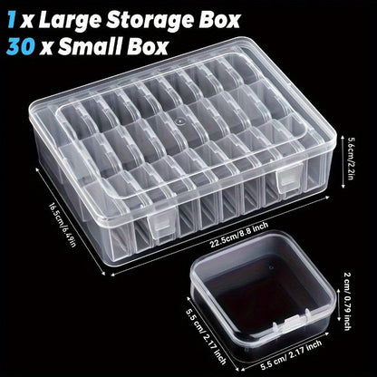30-Piece Mini Bead Storage Set – Transparent Plastic Hinged Lid Containers for DIY Crafts, Jewelry Making, Beads, Findings & Handicraft Supplies | Christmas & Halloween Gift | Velora