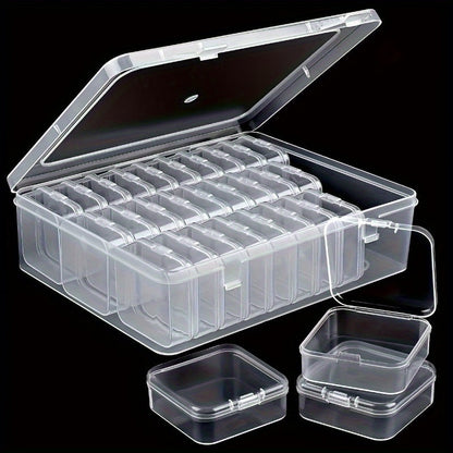 30-Piece Mini Bead Storage Set – Transparent Plastic Hinged Lid Containers for DIY Crafts, Jewelry Making, Beads, Findings & Handicraft Supplies | Christmas & Halloween Gift | Velora