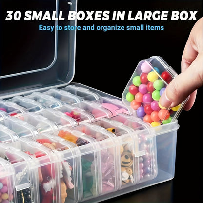 30-Piece Mini Bead Storage Set – Transparent Plastic Hinged Lid Containers for DIY Crafts, Jewelry Making, Beads, Findings & Handicraft Supplies | Christmas & Halloween Gift | Velora