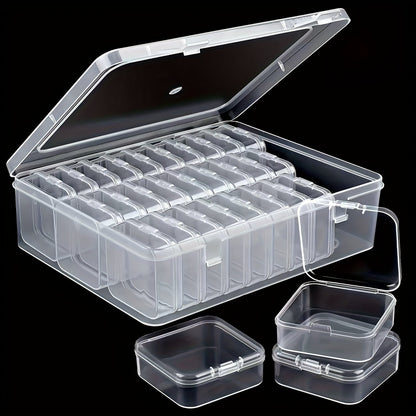 30-Piece Mini Bead Storage Set – Transparent Plastic Hinged Lid Containers for DIY Crafts, Jewelry Making, Beads, Findings & Handicraft Supplies | Christmas & Halloween Gift | Velora