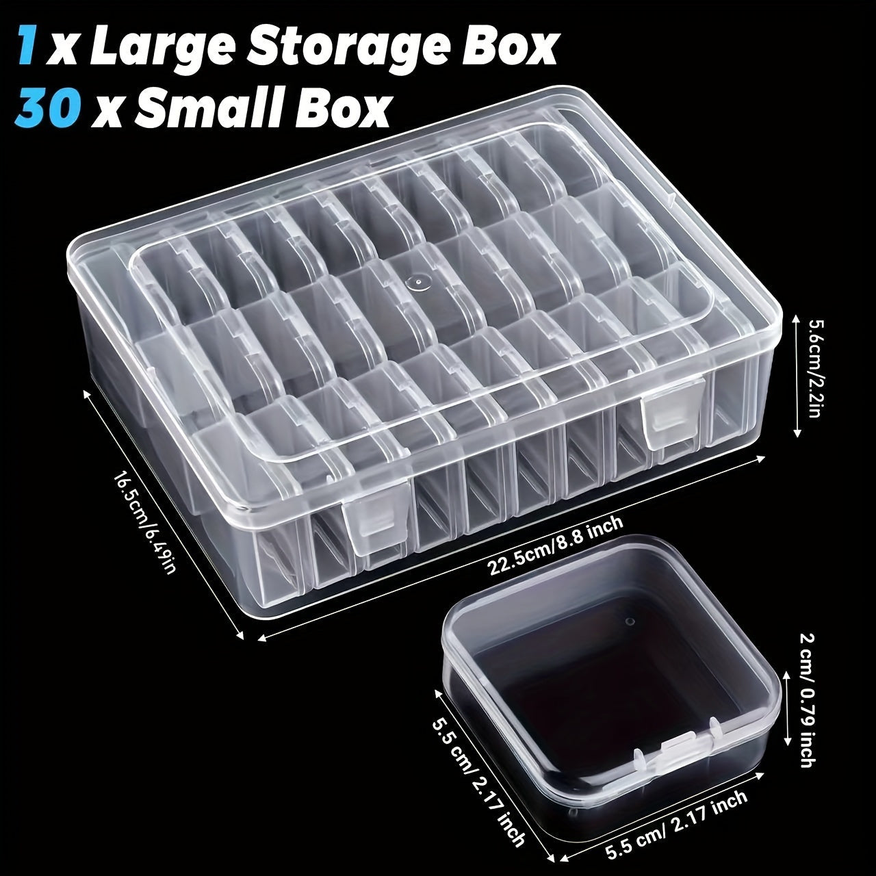 30-Piece Mini Bead Storage Set – Transparent Plastic Hinged Lid Containers for DIY Crafts, Jewelry Making, Beads, Findings & Handicraft Supplies | Christmas & Halloween Gift | Velora