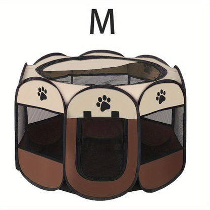 Portable Foldable Pet Playpen with Zipper Gate – 3 Sizes S/M/L Collapsible Mesh Enclosure for Cats, Dogs, Puppies & Kittens, Scratch-Resistant Indoor Outdoor Pet Fence Play Yard